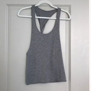 montiel workout tank. Size S. Grey, twist back.